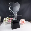 vente en gros personnalisé en forme de coeur logo en cristal vase en verre pour centres de table